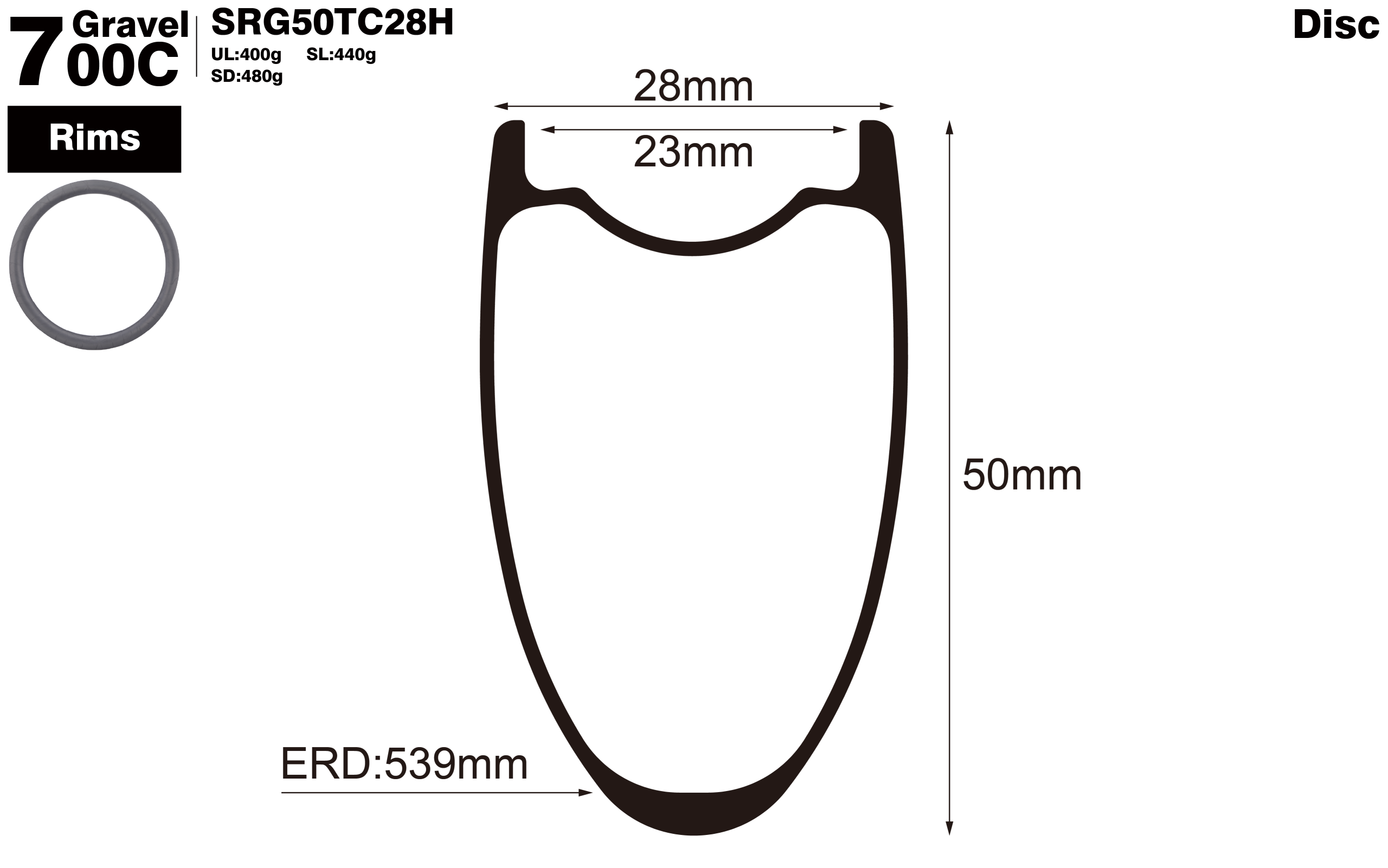 Full Carbon Clincher Rim 50mm
